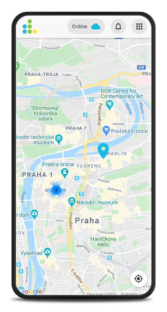 Mapa projektů v mystery shopping aplikaci.